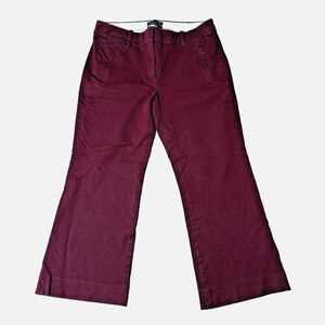 J Crew Teddie Pants Boot Burgundy Mini Flare Women Sz 6 Cropped Stretch Maroon